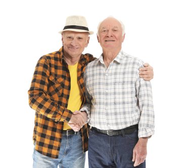 Beyaz arka planda yaşlı erkeklerin portresi