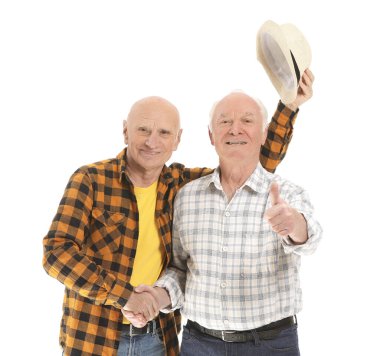 Beyaz arka planda yaşlı erkeklerin portresi