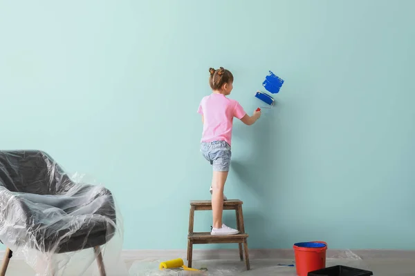Стена Рисования Девочек Комнате — стоковое фото