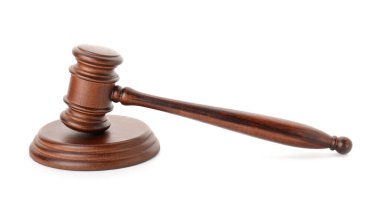 Beyaz arka planda yargıç tokmağı