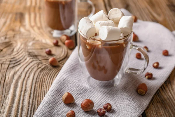 Kopp Varm Choklad Med Marshmallows Bord — Stockfoto