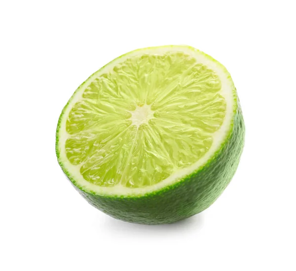 Half Green Lime White Background — Stock Photo, Image