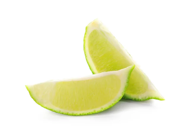 Skivor Färsk Lime Vit Bakgrund — Stockfoto