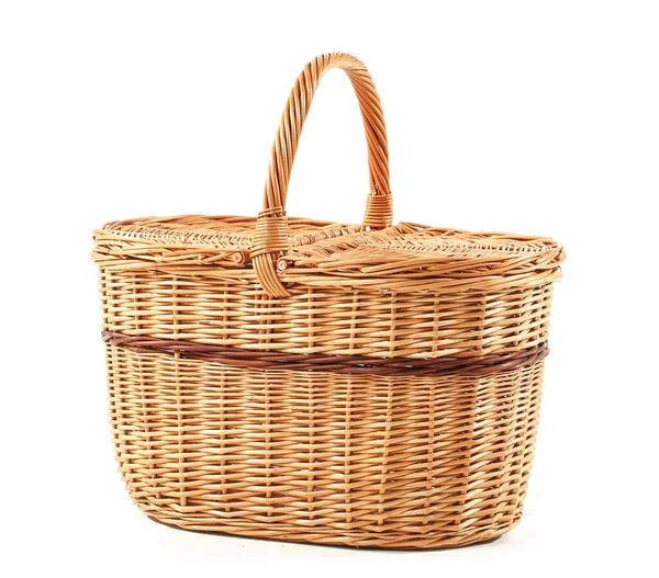 Wicker Korg Vit Bakgrund — Stockfoto