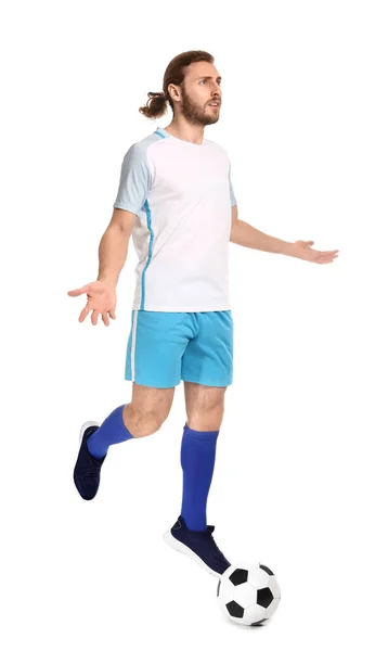 Giocatore Calcio Maschile Sfondo Bianco — Foto Stock