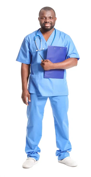 African American Doctor White Background — Stock Photo, Image