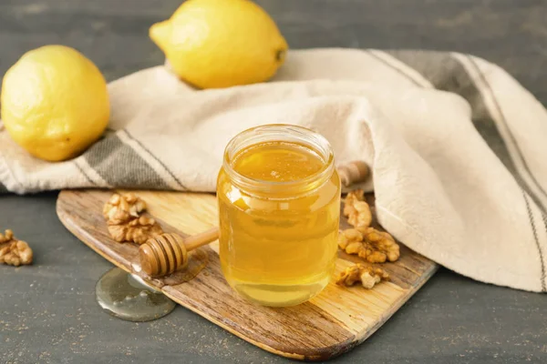 Jar Sweet Honey Table — Stock Photo, Image