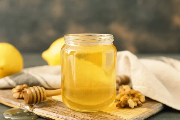 Jar Sweet Honey Table — Stock Photo, Image