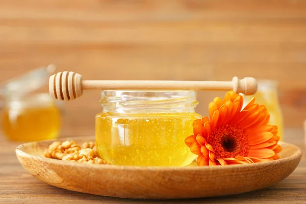 Jar Sweet Honey Table — Stock Photo, Image