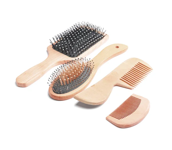 Hair Brushes Combs White Background — Stock Photo, Image