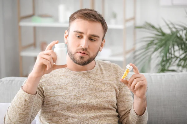 Young Man Medicines Home — Stock Photo, Image