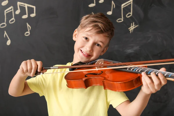 Little Boy Playing Violin Music School — Stok fotoğraf