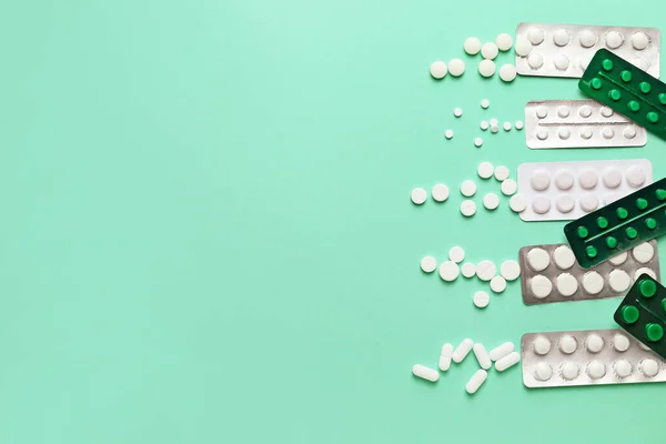 Different Pills Color Background — Stock Photo, Image