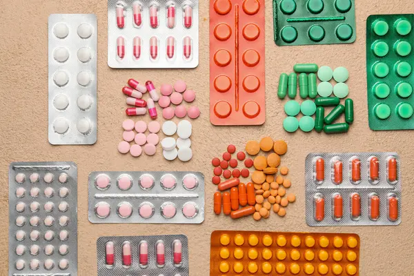 Different Pills Color Background — Stock Photo, Image