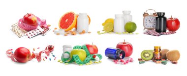 Beyaz arka planda kilo verme hapları