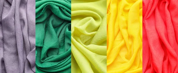 Different Beautiful Scarves Closeup View — Stock Photo, Image