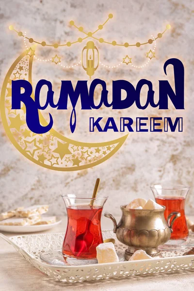 Tasty Turkish Tea Sweets Table Ramadan Celebration — Stock Photo, Image