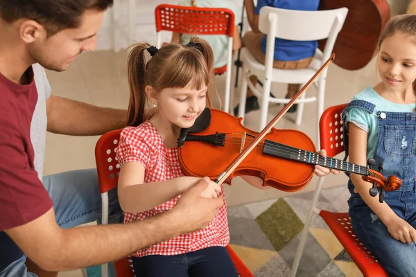 Teacher Giving Music Lessons School — Stok fotoğraf