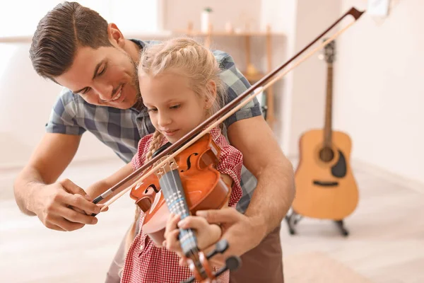 Teacher Giving Music Lessons School — Stockfoto