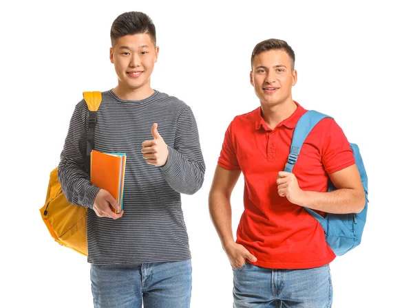 Young Male Students White Background — Stock Photo, Image