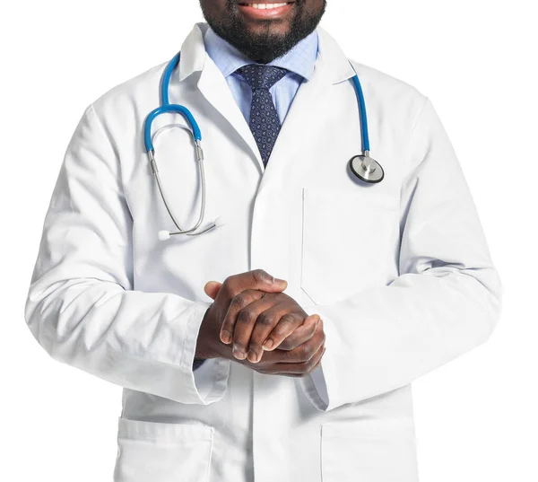 African American Doctor White Background — Stock Photo, Image