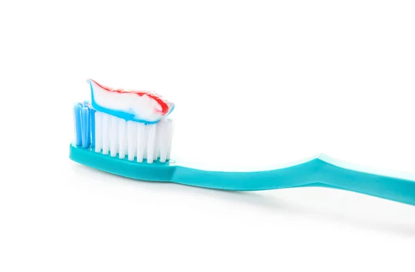 Zahnbürste Mit Paste Auf Weißem Hintergrund — Stockfoto