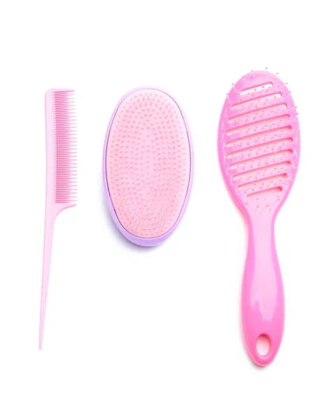 Hair Brushes Comb White Background — Stock Photo, Image