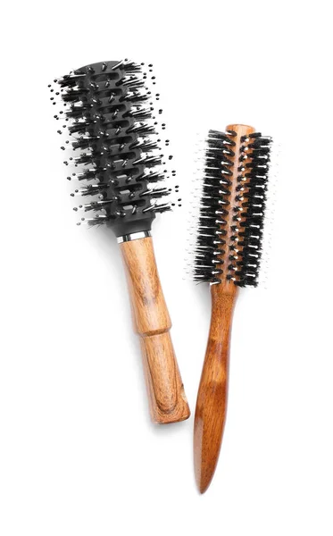 Hair Brushes White Background — Stock Photo, Image