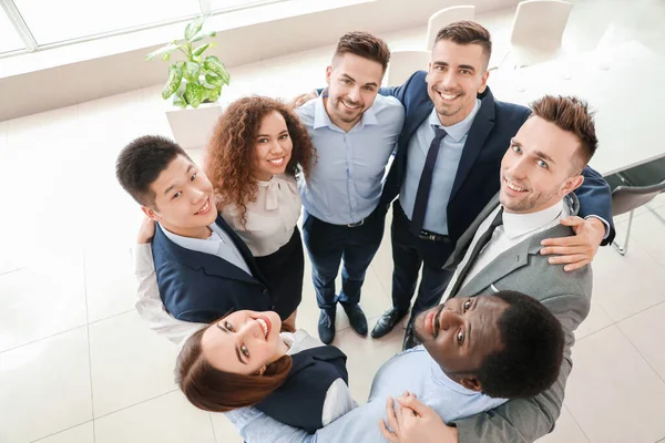 Group Business People Hugging Office Top View Unity Concept — Stock Photo, Image
