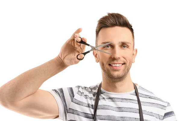 Portrait Male Hairdresser White Background — Stock Photo, Image