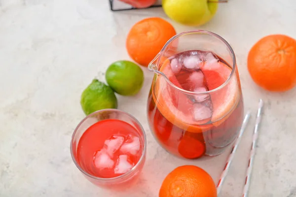 Jug Glass Tasty Cold Tea Table — Stock Photo, Image