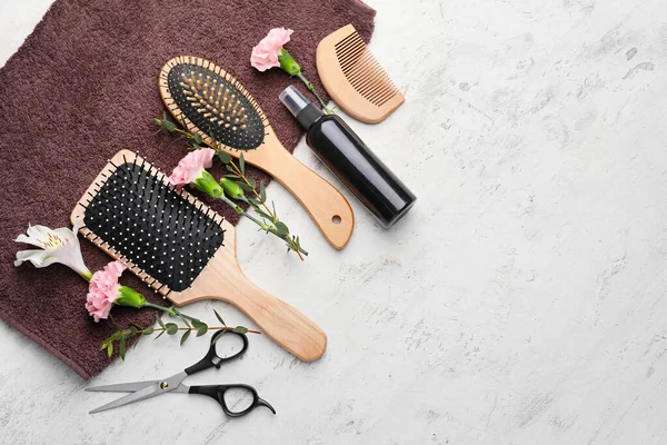 Conjunto Accesorios Peluquería Sobre Fondo Blanco — Foto de Stock