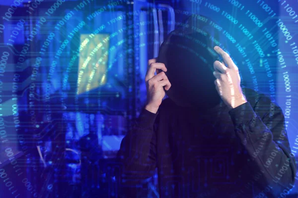 Professional Hacker Dark Room — Stock Photo, Image