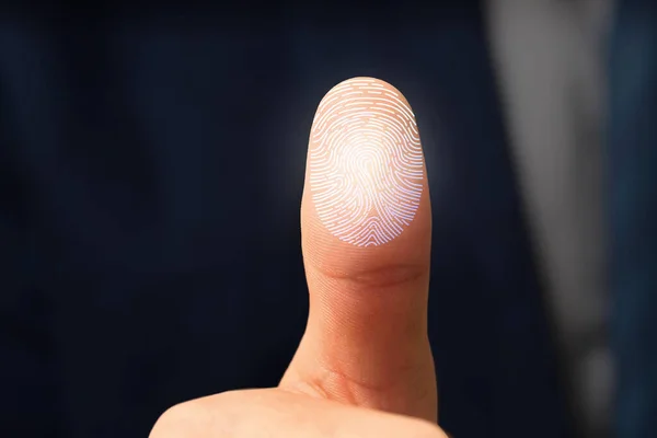Businessman Using Fingerprint Protection Data Access Closeup — Stok fotoğraf