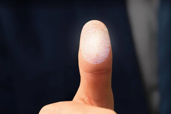 Businessman Using Fingerprint Protection Data Access Closeup — ストック写真