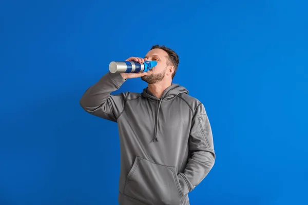 Sporty Man Bottle Water Color Background — Stock Photo, Image