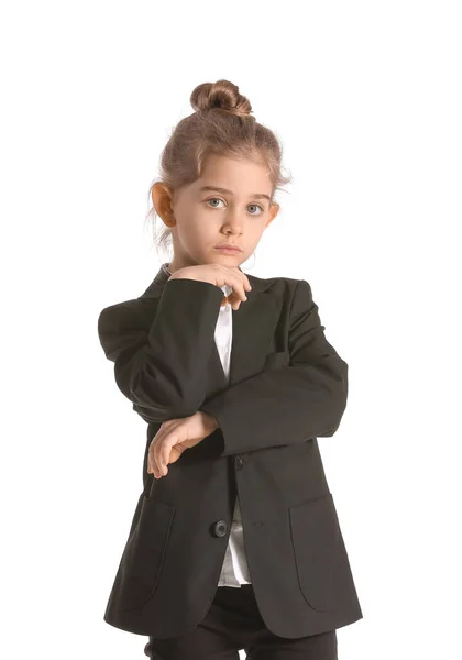 Portrait Little Businesswoman White Background — Stock Photo, Image