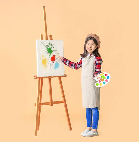 Cute Little Artist Color Background — Stock Photo, Image