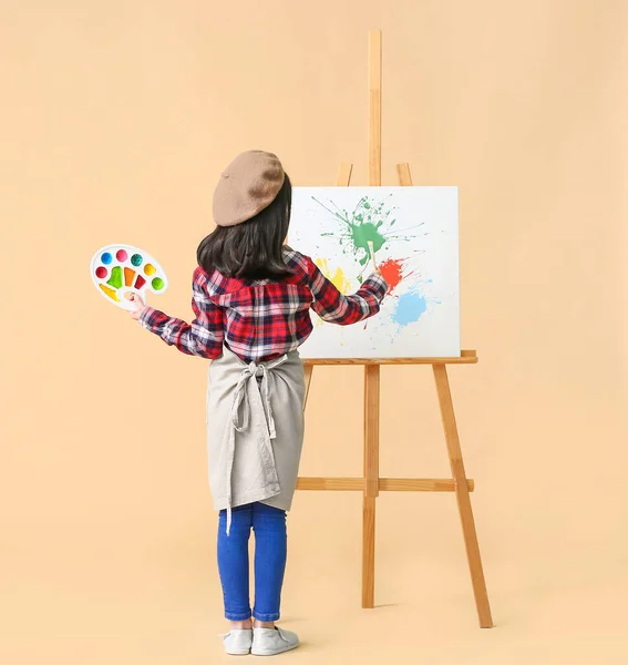 Cute Little Artist Color Background — Stock Photo, Image