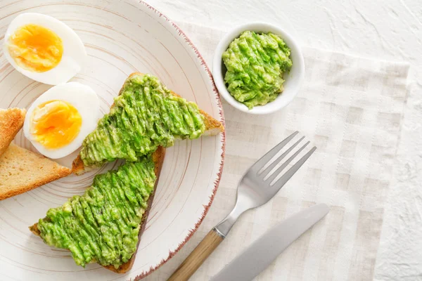 Tasty Avocado Sandwiches Plate — Stock Photo, Image