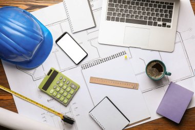 İnşaatçının işyeri, üst görünüm