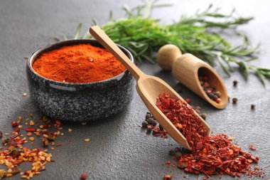 Koyu arkaplanda farklı baharatlar