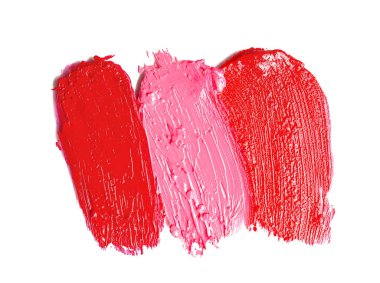 Beyaz arkaplanda parlak ruj izleri