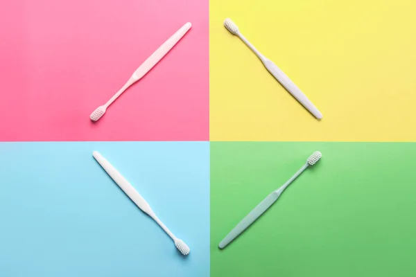 Tooth Brushes Color Background — Stock Photo, Image
