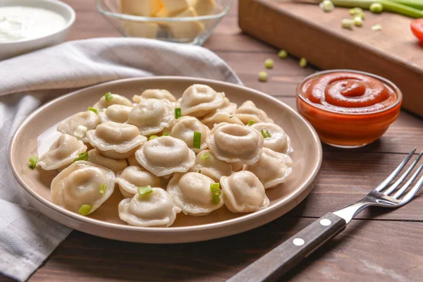 Plate Tasty Dumplings Table — Stock Photo, Image