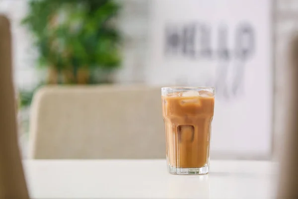 Glass Tasty Iced Coffee Table Cafe — Stock Photo, Image