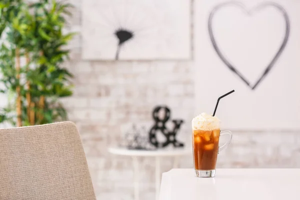 Glass Tasty Iced Coffee Table Cafe — Stock Photo, Image