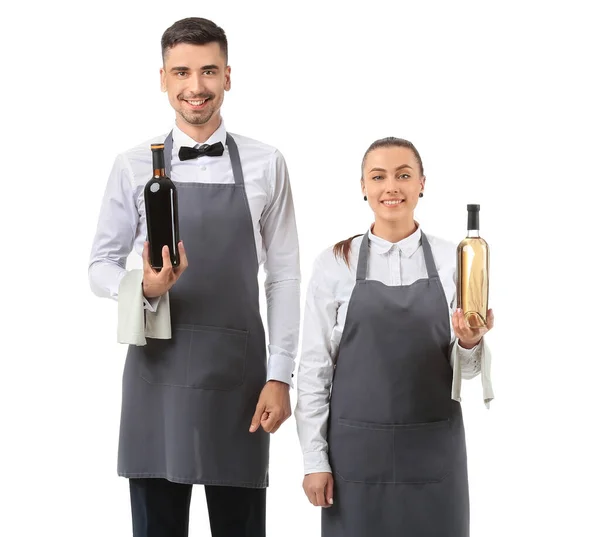 Portrait Waiters White Background — Stock Photo, Image