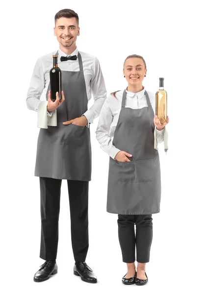 Portrait Waiters White Background — Stock Photo, Image