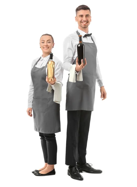 Portret Kelnerów Białym Tle — Zdjęcie stockowe
